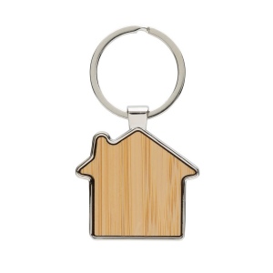 Porte-clés maison en alliage de zinc RCS et bambou 3