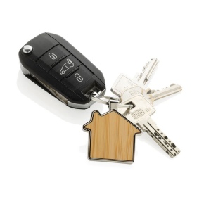 Porte-clés maison en alliage de zinc RCS et bambou 4