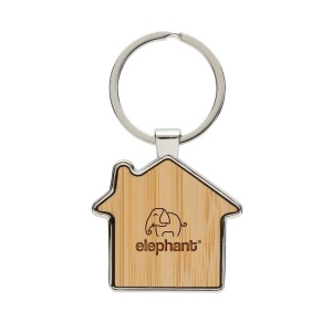 Porte-clés maison en alliage de zinc RCS et bambou 7