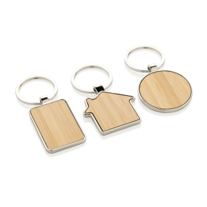 Porte-clés maison en alliage de zinc RCS et bambou 8