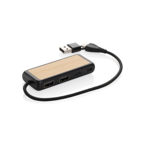 Hub USB à double entrée en plastique et en bambou  RCS Link 3