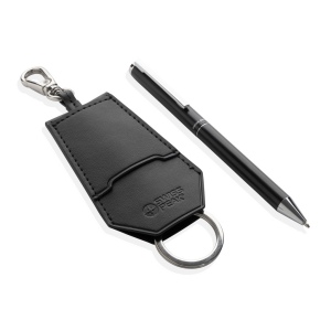 Set porte-clés et stylo en rPET PU RCS Swiss Peak Tula 3