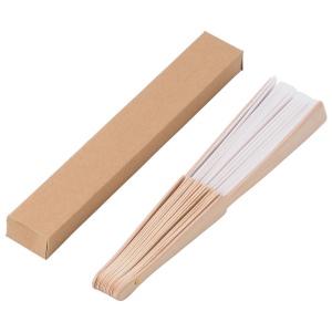 Eventail en bois et en rPET dans une boîte cadeau kraft Rosanne 3