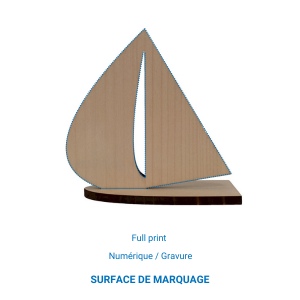 Trophée en bois BATEAU 10cm - France 4
