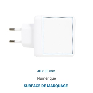 Chargeur USB 38W 2 ports Usb, prise UE 4