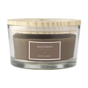 Une bougie parfumée Wooosh décorative et luxueuse coulée dans un pot en verre robuste, poli et transparent 3