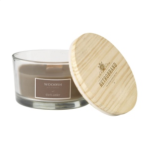 Une bougie parfumée Wooosh décorative et luxueuse coulée dans un pot en verre robuste, poli et transparent 2