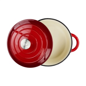 Cocotte en fonte émaillée avec couvercle assorti et bouton en acier inoxydable 5