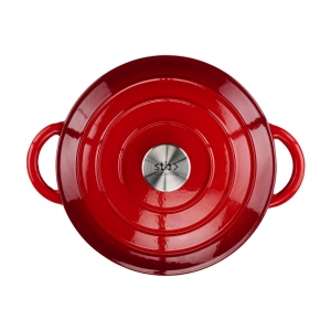 Cocotte en fonte émaillée avec couvercle assorti et bouton en acier inoxydable 6