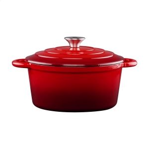Cocotte en fonte émaillée avec couvercle assorti et bouton en acier inoxydable 2
