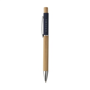 Stylo à bille à encre bleue avec corps et bouton poussoir en bambou certifié FSC 100% 8