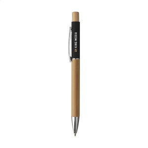 Stylo à bille à encre bleue avec corps et bouton poussoir en bambou certifié FSC 100% 11