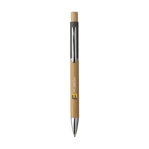 Stylo à bille à encre bleue avec corps et bouton poussoir en bambou certifié FSC 100% 4