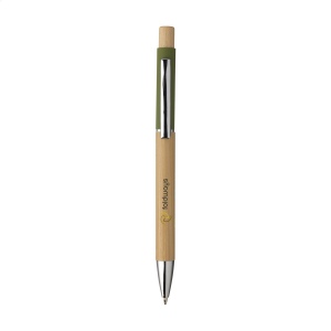 Stylo à bille à encre bleue avec corps et bouton poussoir en bambou certifié FSC 100% 5