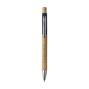 Stylo à bille à encre bleue avec corps et bouton poussoir en bambou certifié FSC 100% 3