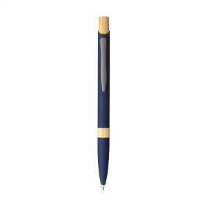 Stylo à bille fin à encre bleue avec corps en aluminium 100% recyclé avec finition caoutchoutée et clip en métal robuste 5