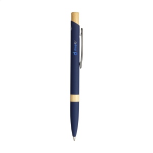 Stylo à bille fin à encre bleue avec corps en aluminium 100% recyclé avec finition caoutchoutée et clip en métal robuste 8