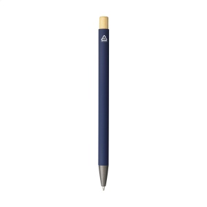 Stylo à bille mince à encre bleue avec un corps en aluminium 100% recyclé avec finition caoutchoutée 21