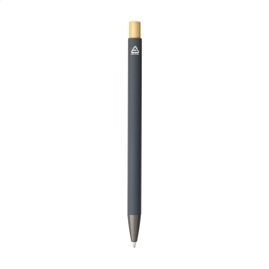 Stylo à bille mince à encre bleue avec un corps en aluminium 100% recyclé avec finition caoutchoutée 22