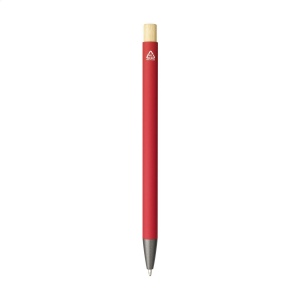 Stylo à bille mince à encre bleue avec un corps en aluminium 100% recyclé avec finition caoutchoutée 24