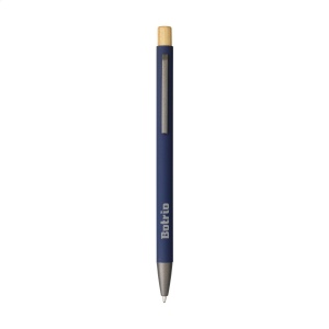 Stylo à bille mince à encre bleue avec un corps en aluminium 100% recyclé avec finition caoutchoutée 9