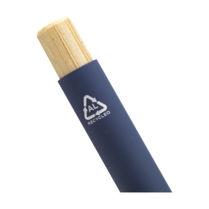 Stylo à bille mince à encre bleue avec un corps en aluminium 100% recyclé avec finition caoutchoutée 27