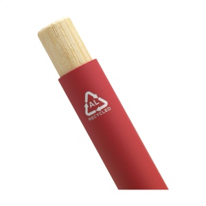 Stylo à bille mince à encre bleue avec un corps en aluminium 100% recyclé avec finition caoutchoutée 30