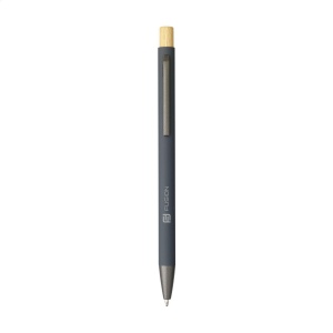 Stylo à bille mince à encre bleue avec un corps en aluminium 100% recyclé avec finition caoutchoutée 10