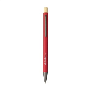 Stylo à bille mince à encre bleue avec un corps en aluminium 100% recyclé avec finition caoutchoutée 12