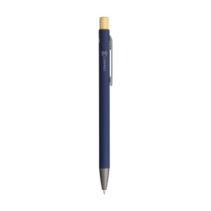 Stylo à bille mince à encre bleue avec un corps en aluminium 100% recyclé avec finition caoutchoutée 15