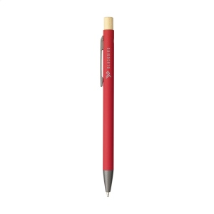 Stylo à bille mince à encre bleue avec un corps en aluminium 100% recyclé avec finition caoutchoutée 6