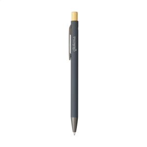 Stylo à bille mince à encre bleue avec un corps en aluminium 100% recyclé avec finition caoutchoutée 4