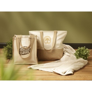 Sac de plage aux couleurs naturelles et combinaison de matériaux en jute robuste et coton biologique (320 g/m²) 5