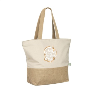 Sac de plage aux couleurs naturelles et combinaison de matériaux en jute robuste et coton biologique (320 g/m²) 2