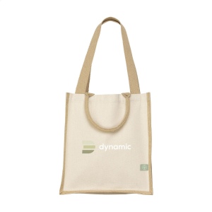 Sac shopping aux couleurs naturelles et à la combinaison de matières en jute robuste et en coton biologique (320 g/m²) 3