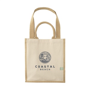 Sac shopping aux couleurs naturelles et à la combinaison de matières en jute robuste et en coton biologique (320 g/m²) 4