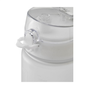 Bouteille d'eau en plastique transparent mat avec bouchon à vis étanche et boucle de transport pratique 12