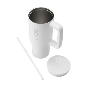 Grand gobelet à double paroi en acier inoxydable recyclé avec paille 12