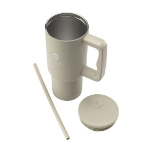 Grand gobelet à double paroi en acier inoxydable recyclé avec paille 15