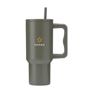 Grand gobelet à double paroi en acier inoxydable recyclé avec paille 6