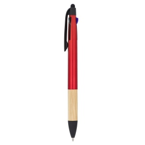 Stylo 3 couleurs avec grip en bambou 19