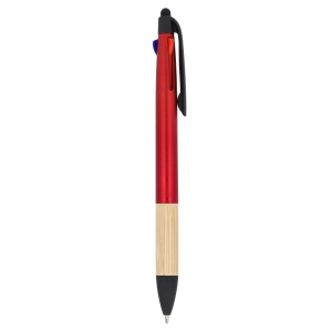 Stylo 3 couleurs avec grip en bambou 20