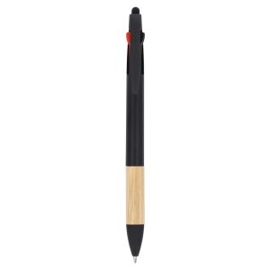 Stylo 3 couleurs avec grip en bambou 10