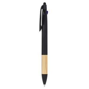 Stylo 3 couleurs avec grip en bambou 11