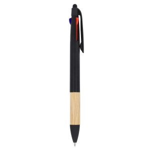 Stylo 3 couleurs avec grip en bambou 12