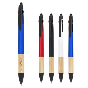 Stylo 3 couleurs avec grip en bambou