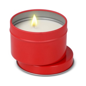 Bougie parfumée à base de plantes Kirtan dans une grande boîte en métal recyclé 23