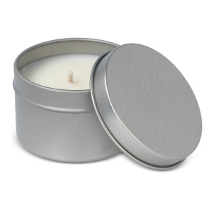 Bougie parfumée à base de plantes Kirtan dans une grande boîte en métal recyclé 16