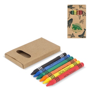 6 crayons de couleur dans une boîte de bricolage