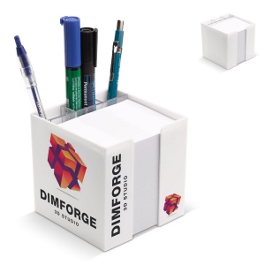 Bloc de papier 10x10x10cm dans une boîte cubique avec compartiments